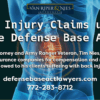 Photo of the back and spine with an injury with a photo of Defense Base Act Lawyer Tim Nies and text regarding back injury claims under the Defense Base Act with logo of Van Riper and Nies Attorneys