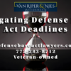 Photograph of an hourglass and text regarding Defense Base Act deadlines with photograph of Defense Base Act Lawyer Tim Nies and logo of Defense Base Act law firm Van Riper and Nies Attorneys